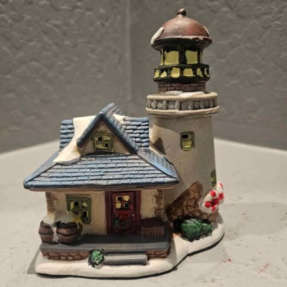 Ceramic Lighthouse Christmas Village Building